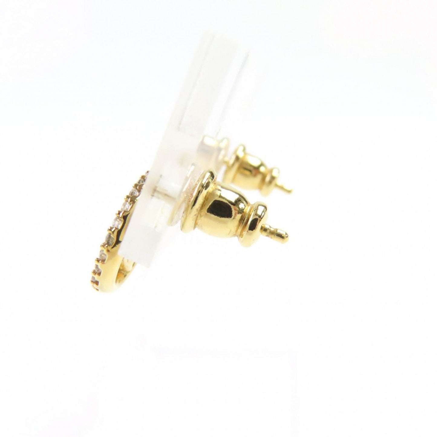 FENDI Pierce Gold plated/rhinestones Gold silver F is Fendi Pierce