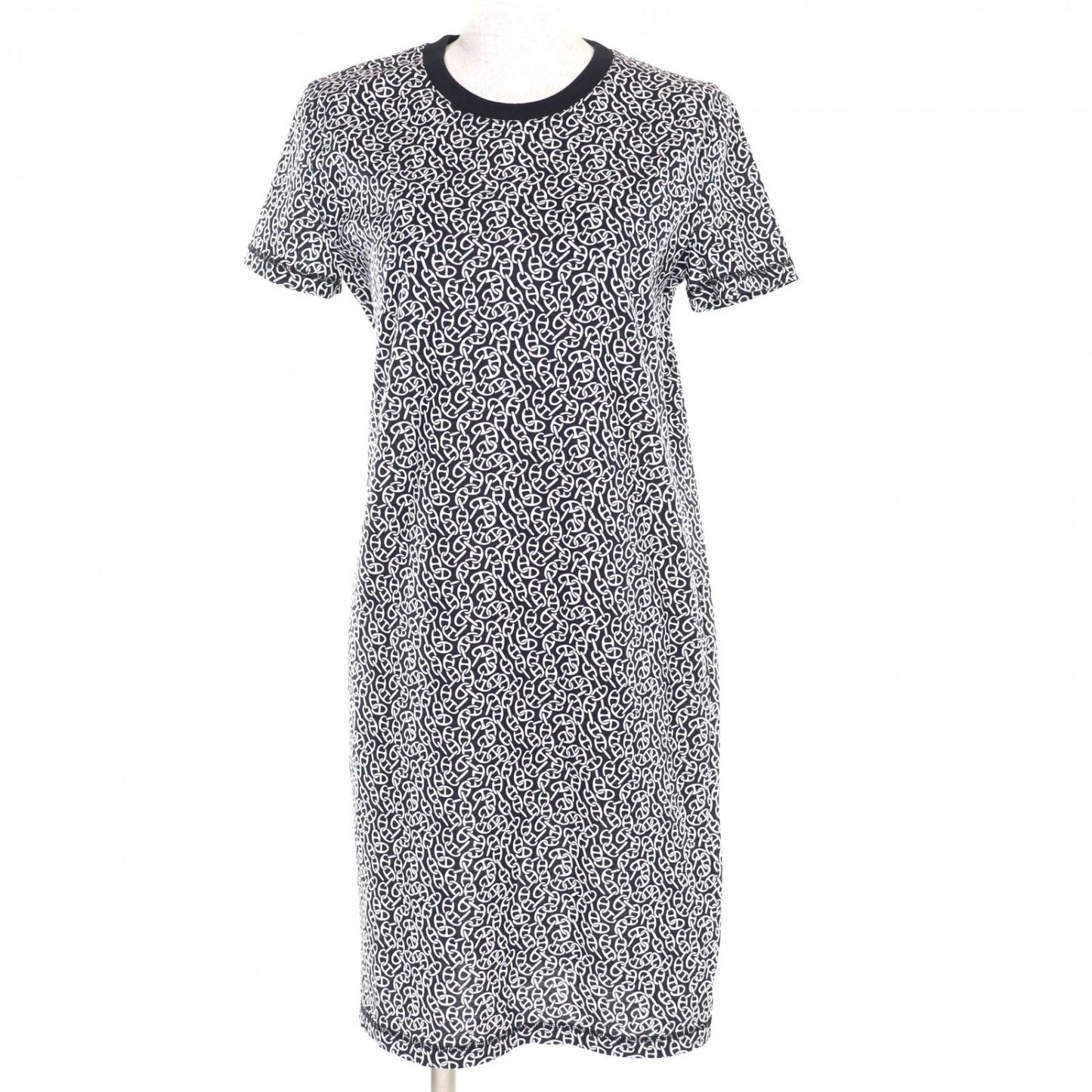HERMES one piece 4E4521DB cotton Dark Navy White Naoussa Chaine Micro Naoussa Chaine 36