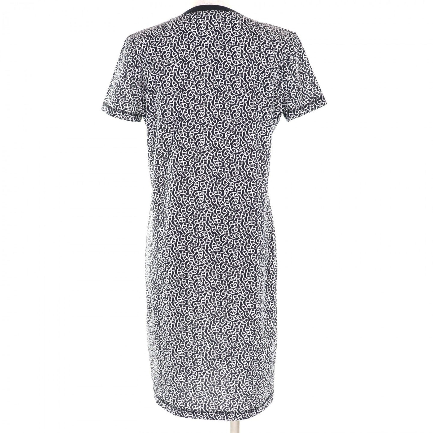 HERMES one piece 4E4521DB cotton Dark Navy White Naoussa Chaine Micro Naoussa Chaine 36