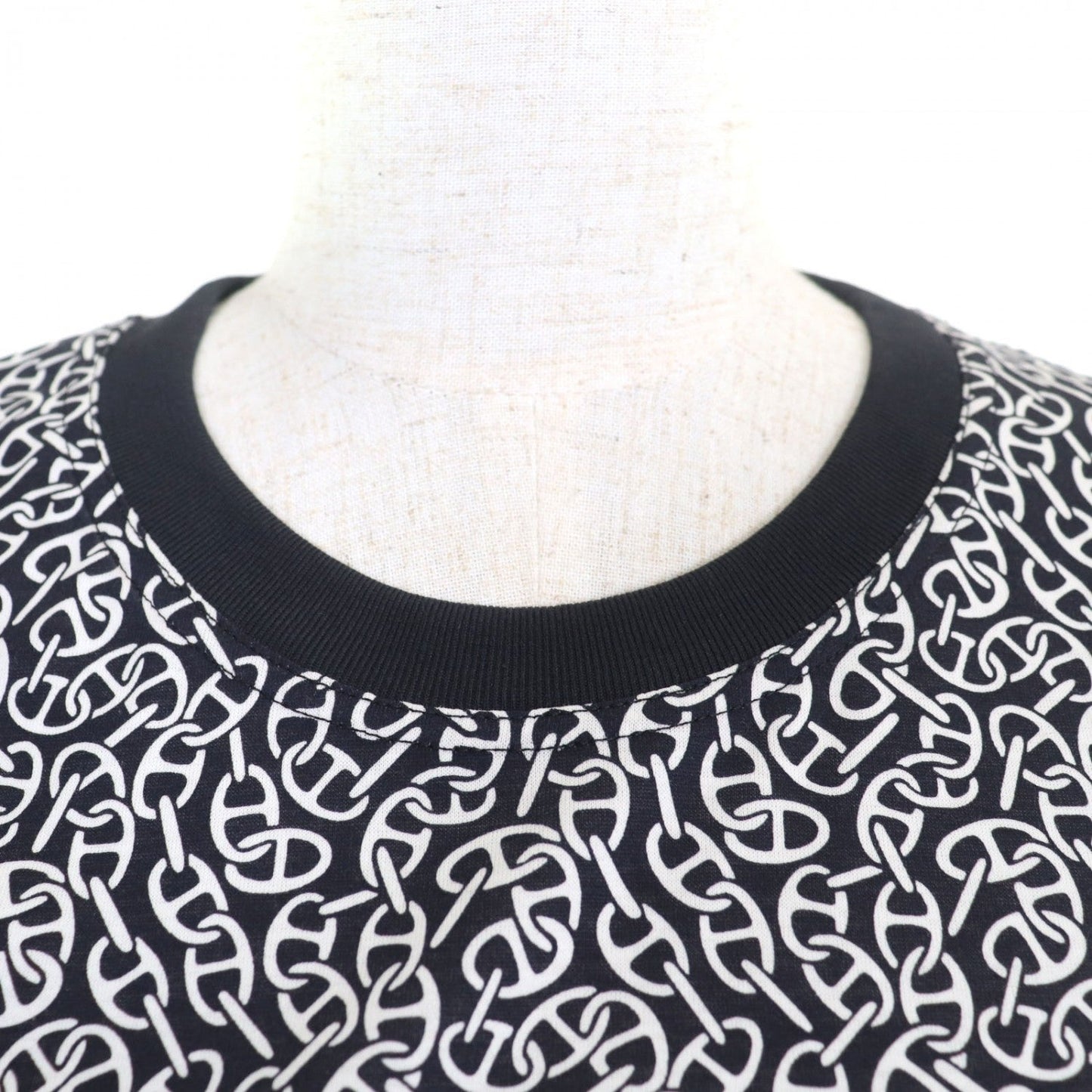 HERMES one piece 4E4521DB cotton Dark Navy White Naoussa Chaine Micro Naoussa Chaine 36