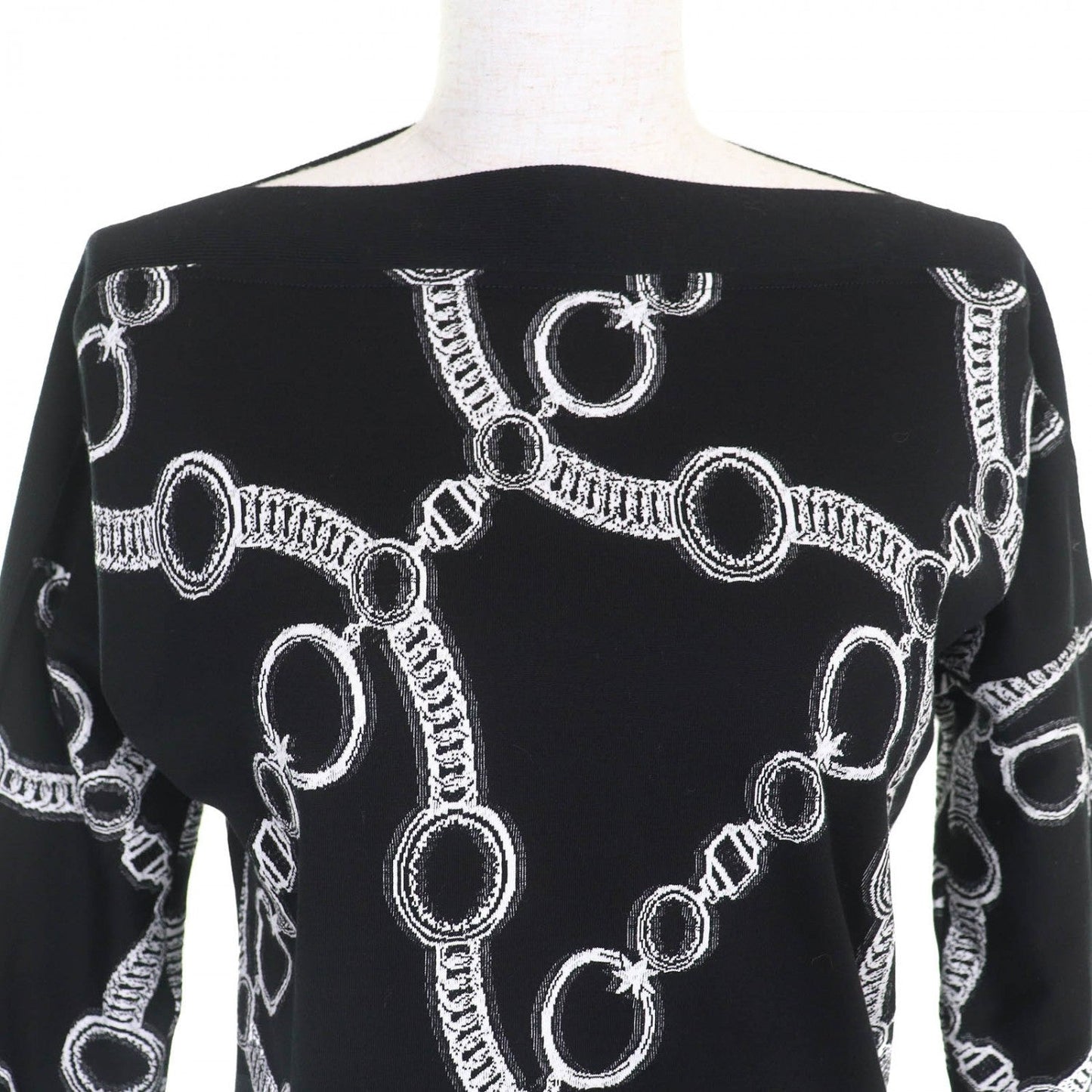 HERMES one piece 2E4503DZ cotton Black White 34