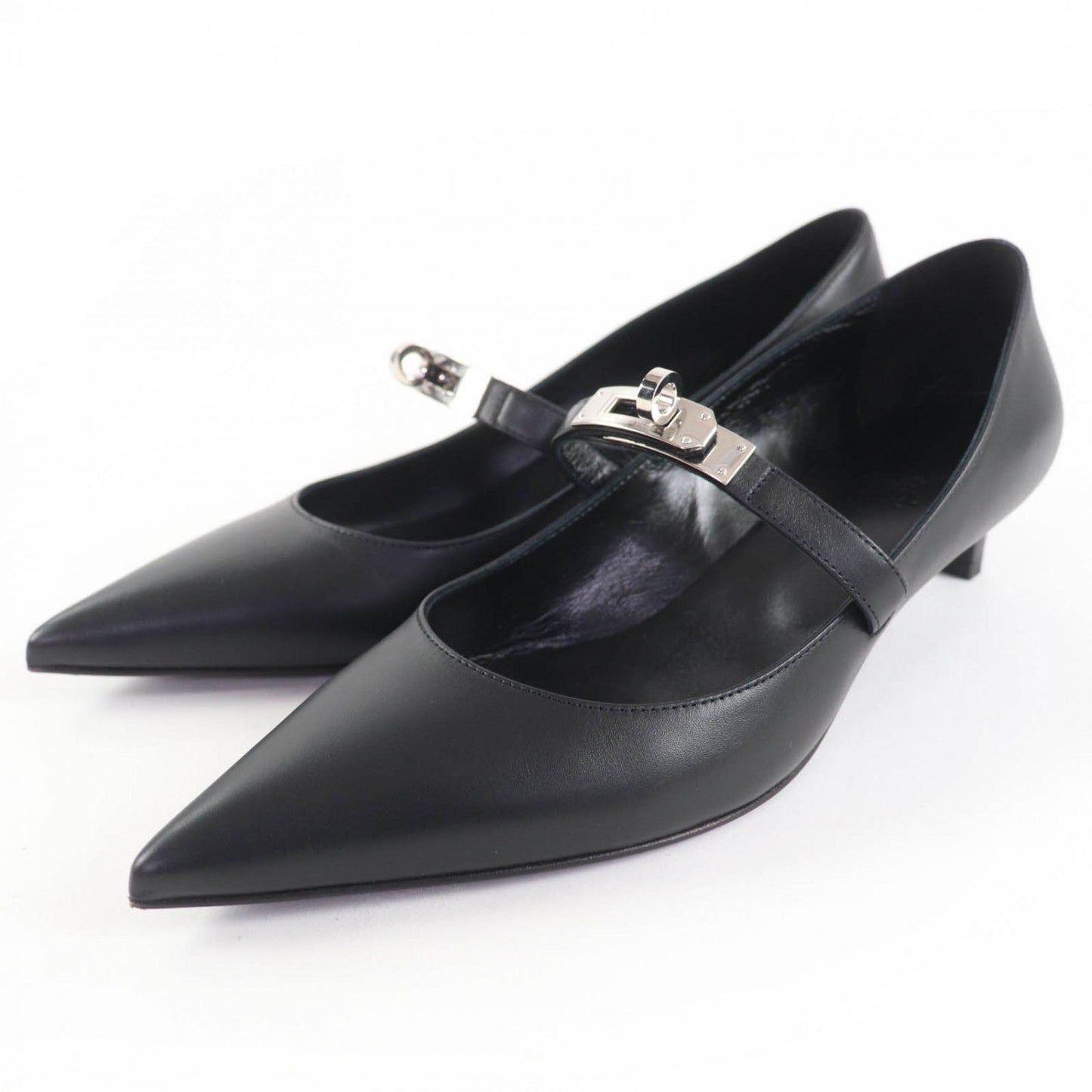 HERMES pumps leather black Kiara 38.5