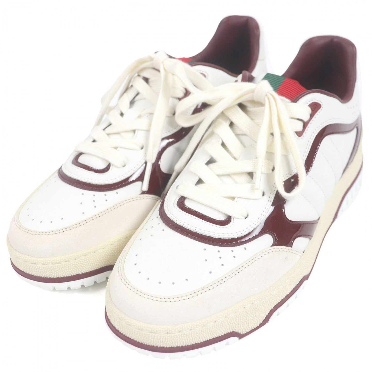 GUCCI Low cut sneakers 878002 leather Bordeaux White Reweb 7.5