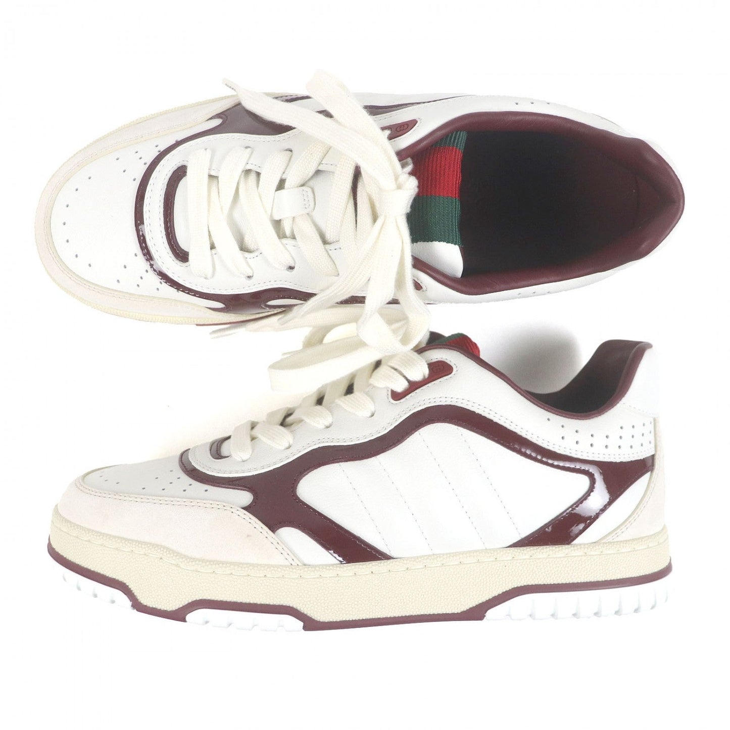 GUCCI Low cut sneakers 878002 leather Bordeaux White Reweb 7.5