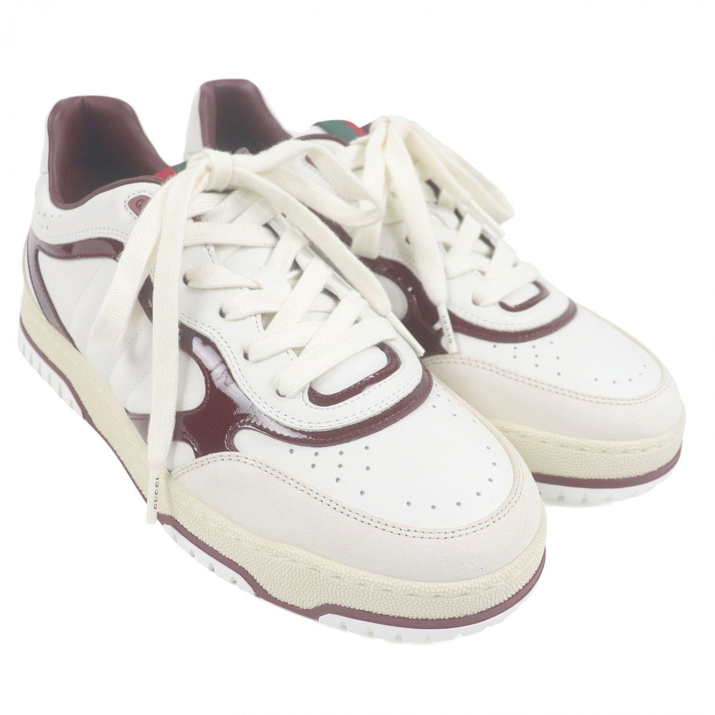 GUCCI Low cut sneakers 878002 leather Bordeaux White Reweb 7.5
