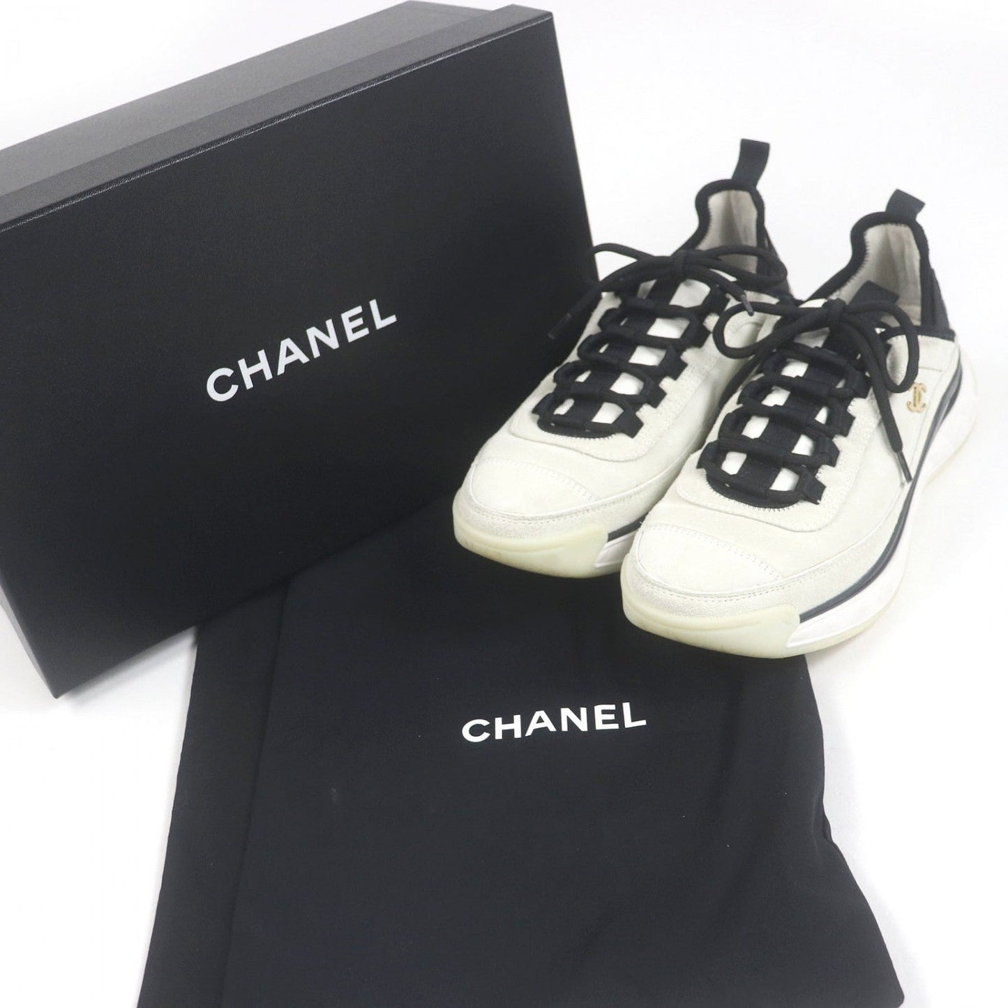 CHANEL Low cut sneakers Suede leather Light gray 39