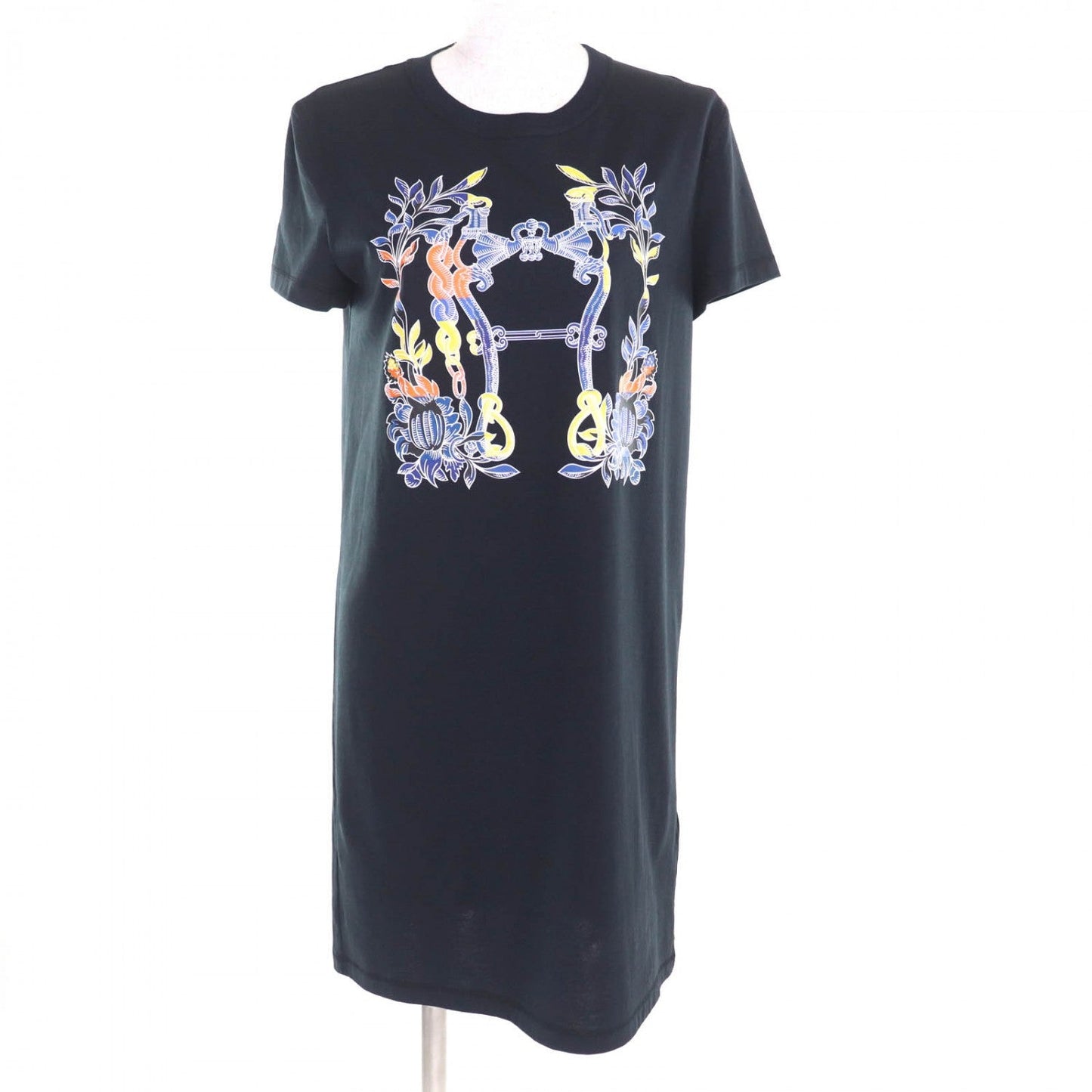 HERMES one piece 4E4530DA cotton Navy Della Cavalleria 36