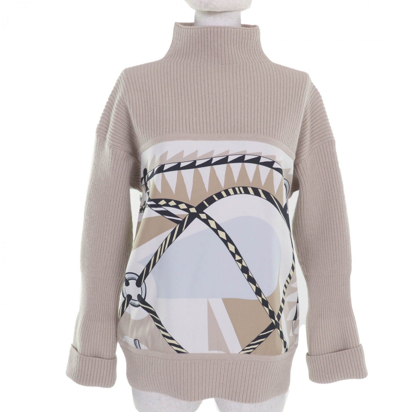 HERMES knit 3H2823DJ silk beige Figure Artistique 36