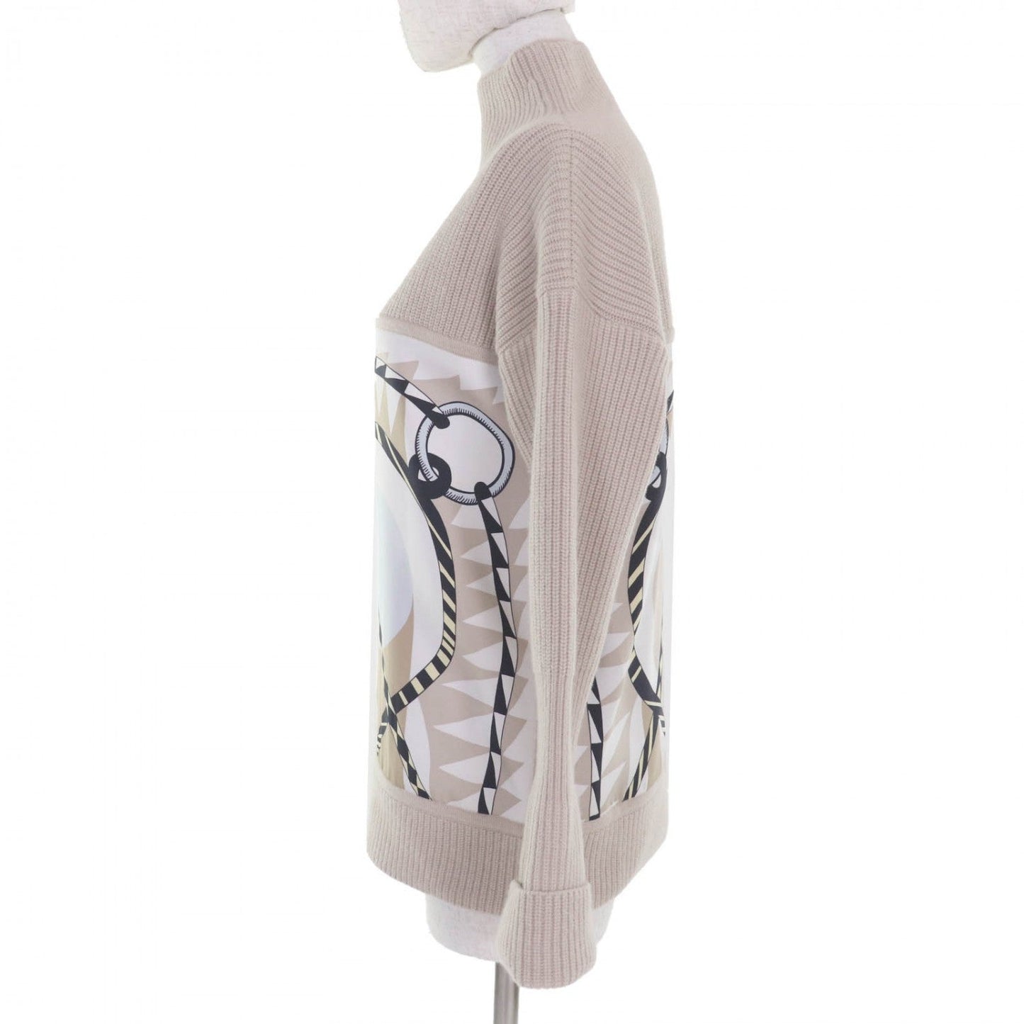 HERMES knit 3H2823DJ silk beige Figure Artistique 36