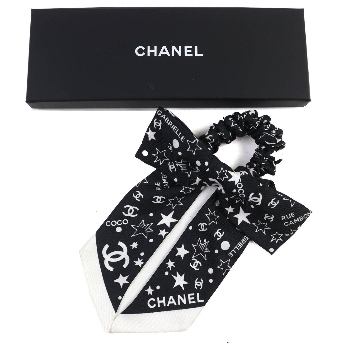 CHANEL hair accessory AAA890 silk Black White