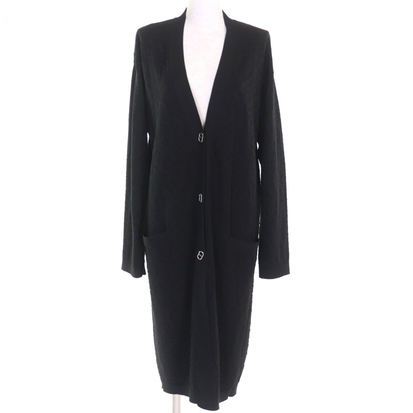 HERMES cardigan 4E2732DC silk black 38