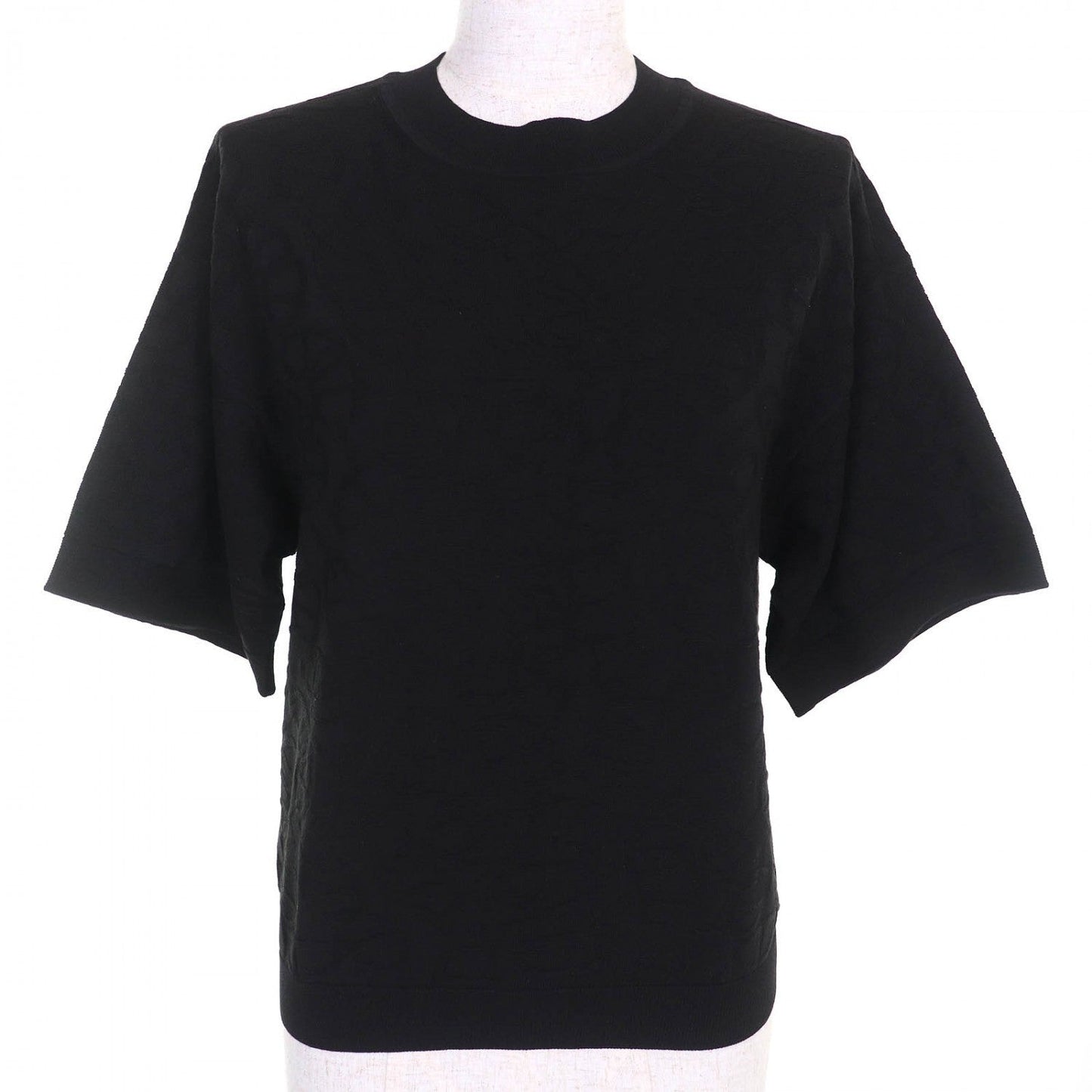 HERMES Short sleeve knit 4E2649DC silk black Naoussa Chene 36