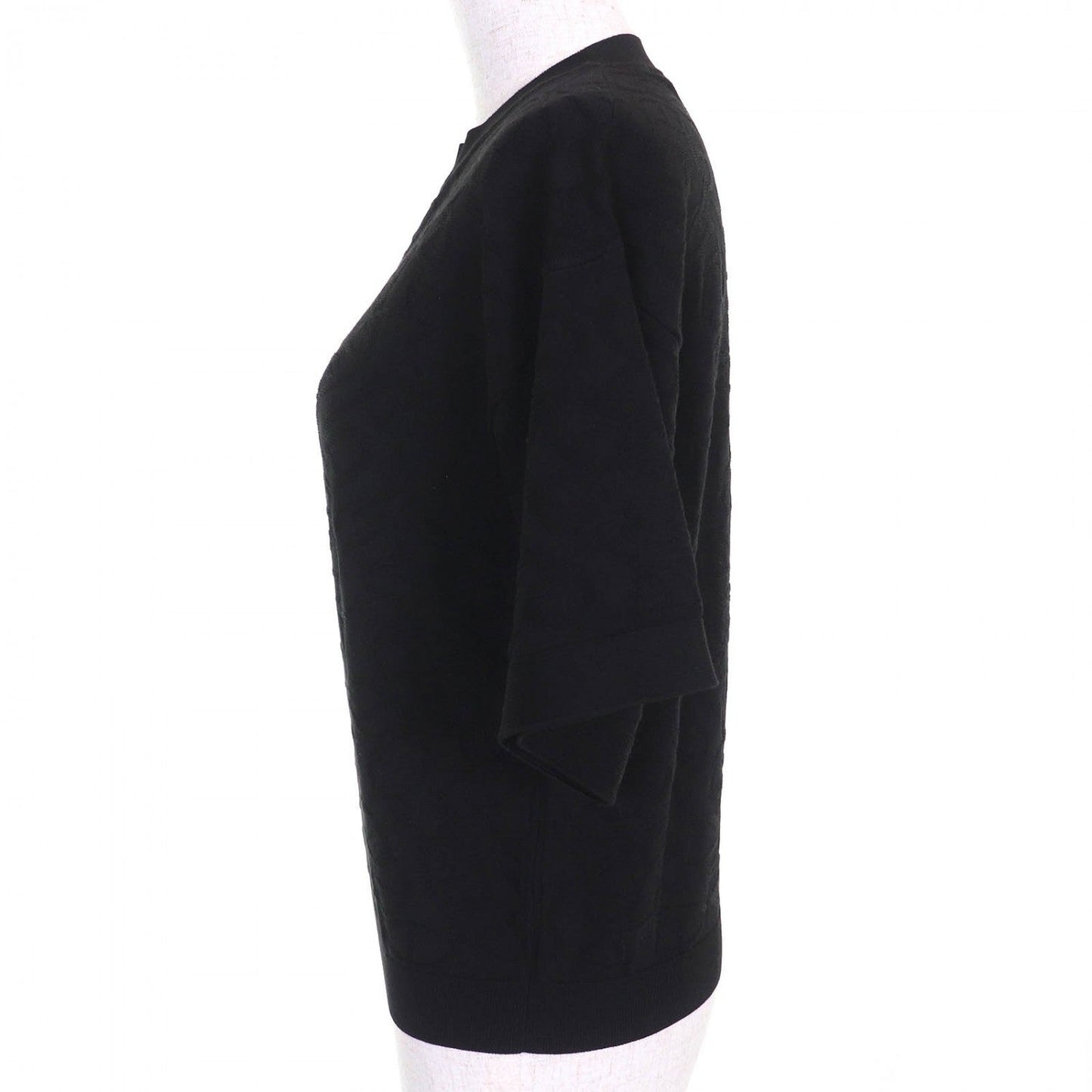 HERMES Short sleeve knit 4E2649DC silk black Naoussa Chene 36