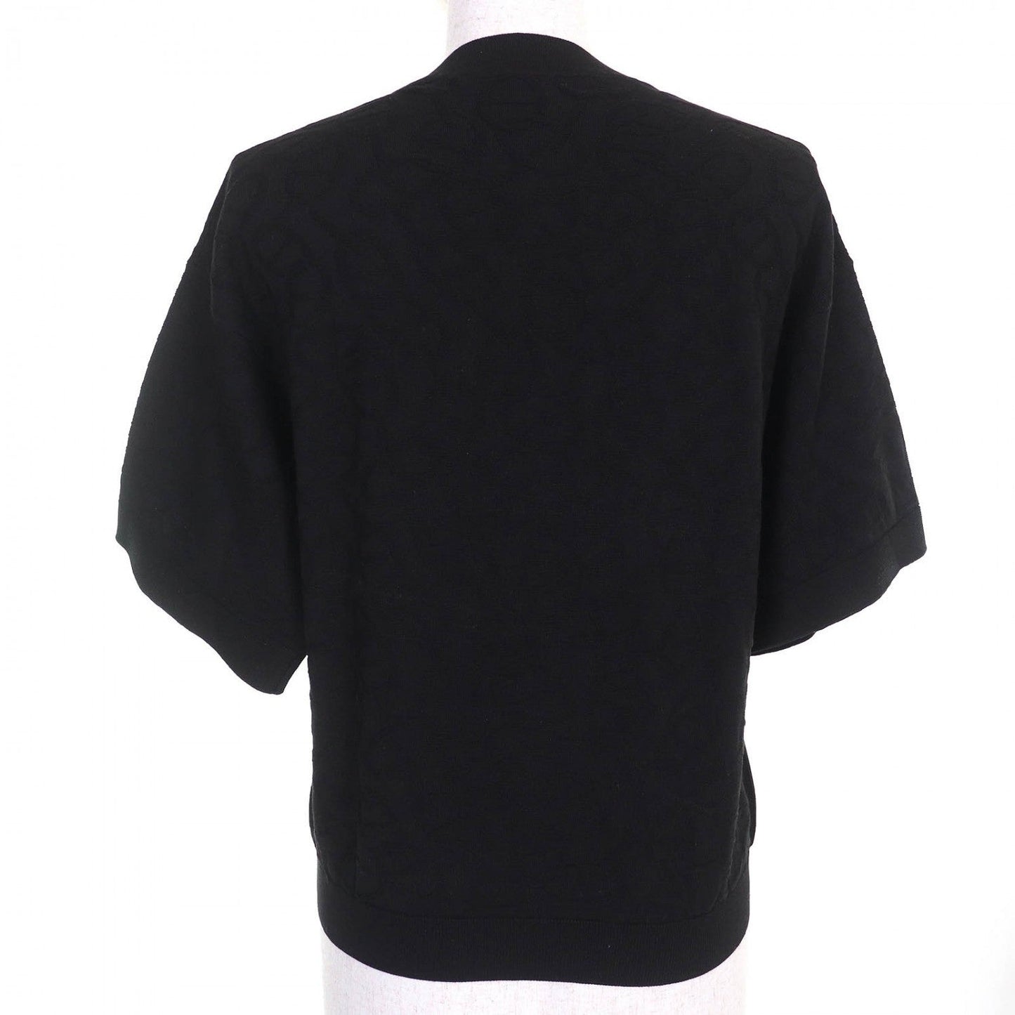 HERMES Short sleeve knit 4E2649DC silk black Naoussa Chene 36