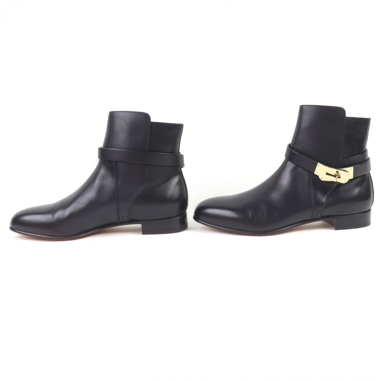 HERMES short boots leather black Neo 37