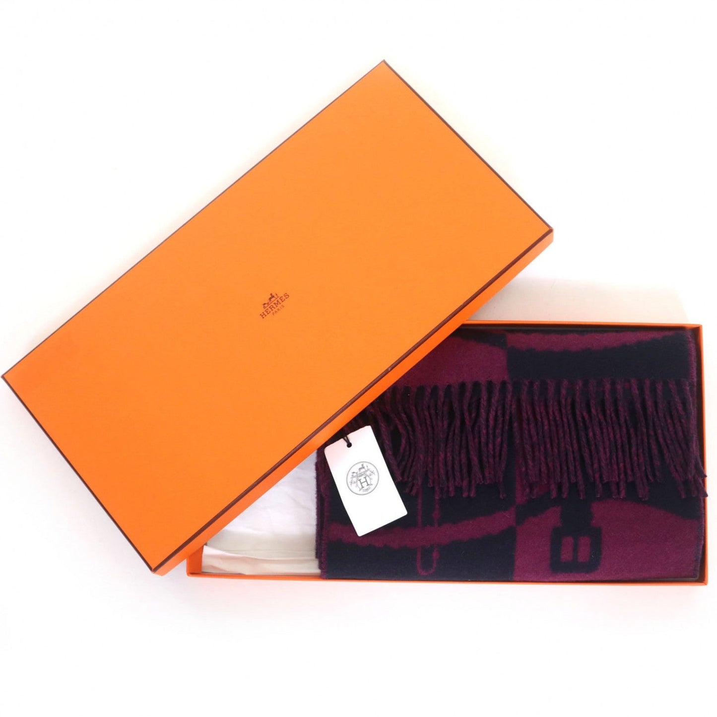 HERMES Scarf H394071T cashmere Black purple clicclac muffler
