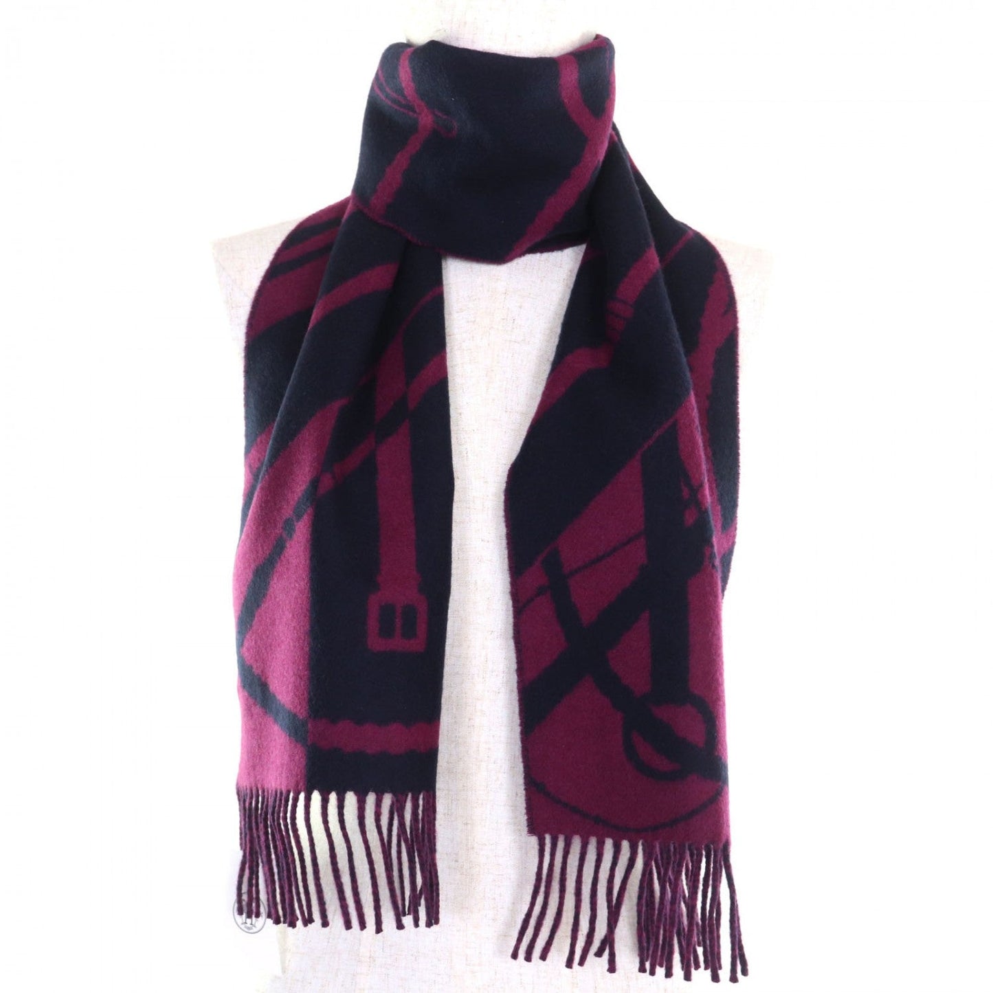 HERMES Scarf H394071T cashmere Black purple clicclac muffler