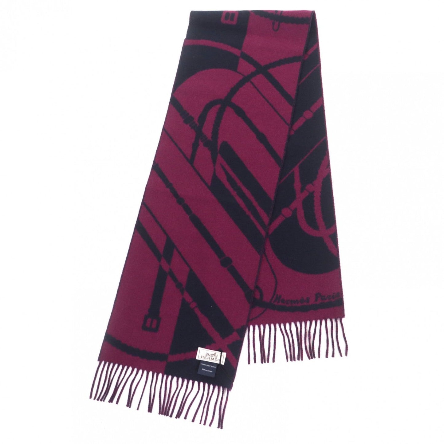 HERMES Scarf H394071T cashmere Black purple clicclac muffler