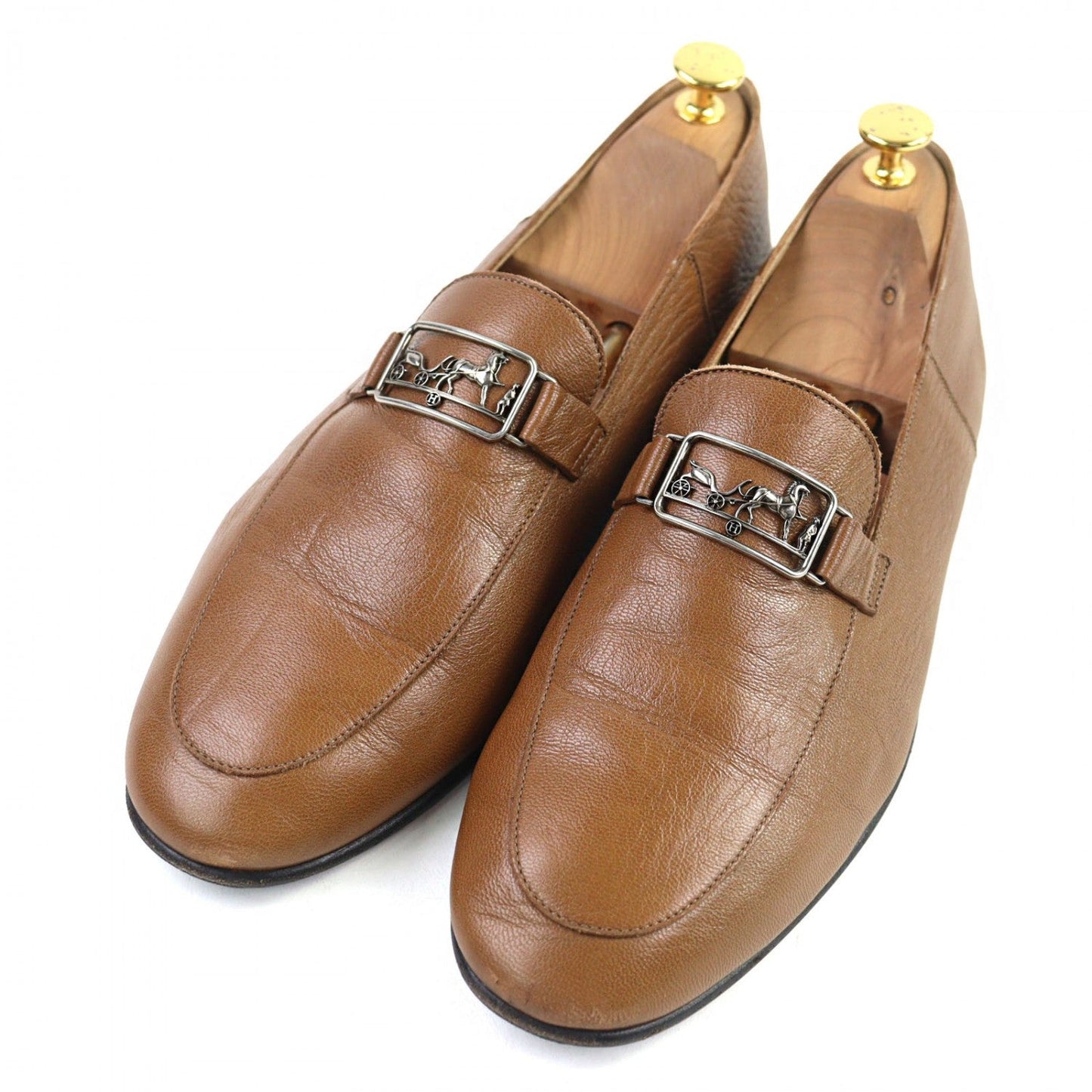 HERMES Leather shoes leather Brown 44