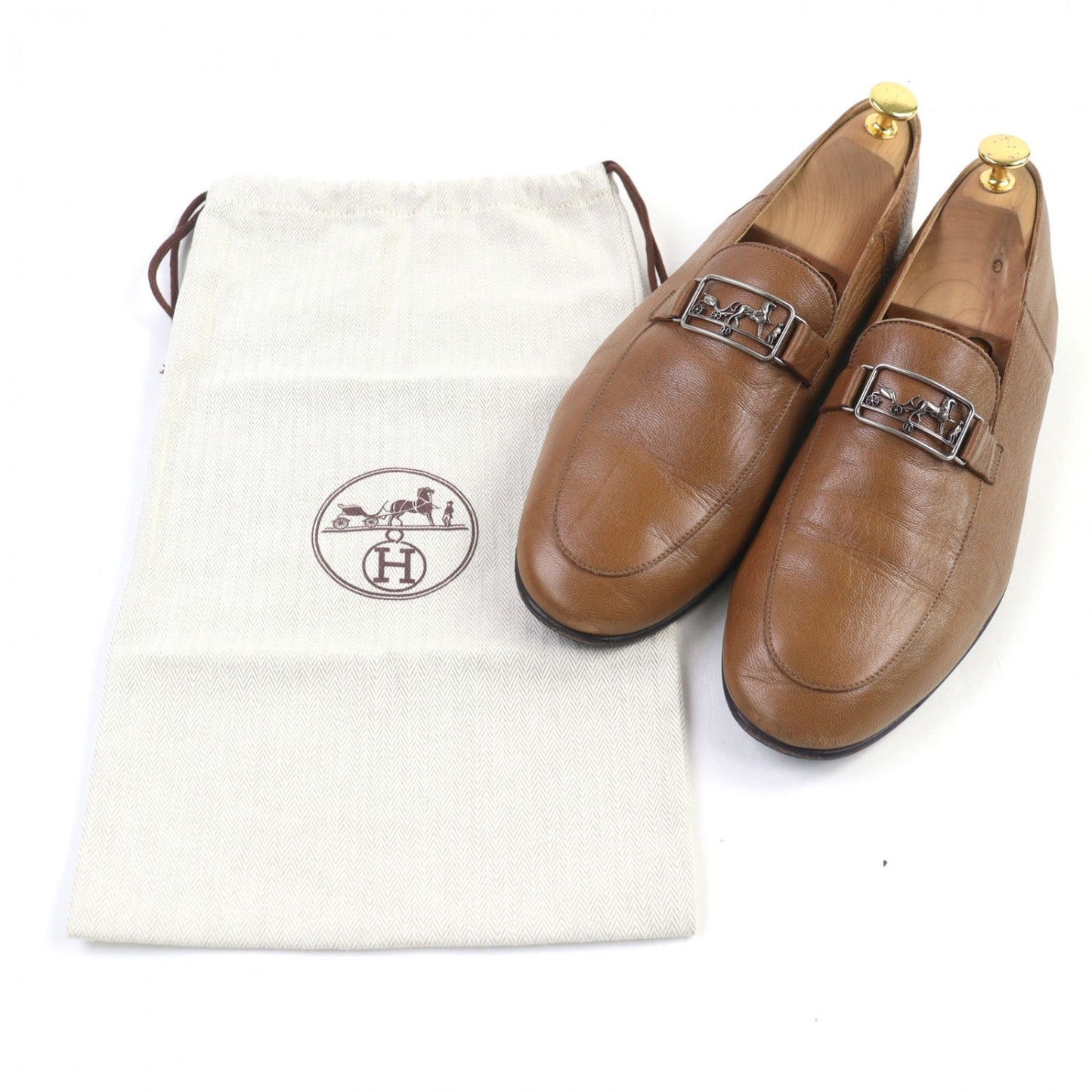 HERMES Leather shoes leather Brown 44