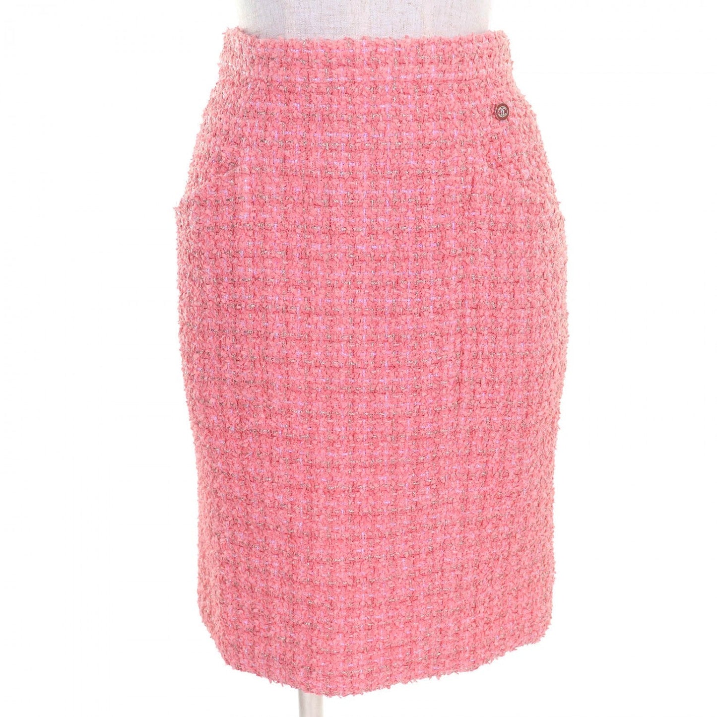 CHANEL Tweed skirt P63188 polyamide Pink gold 36