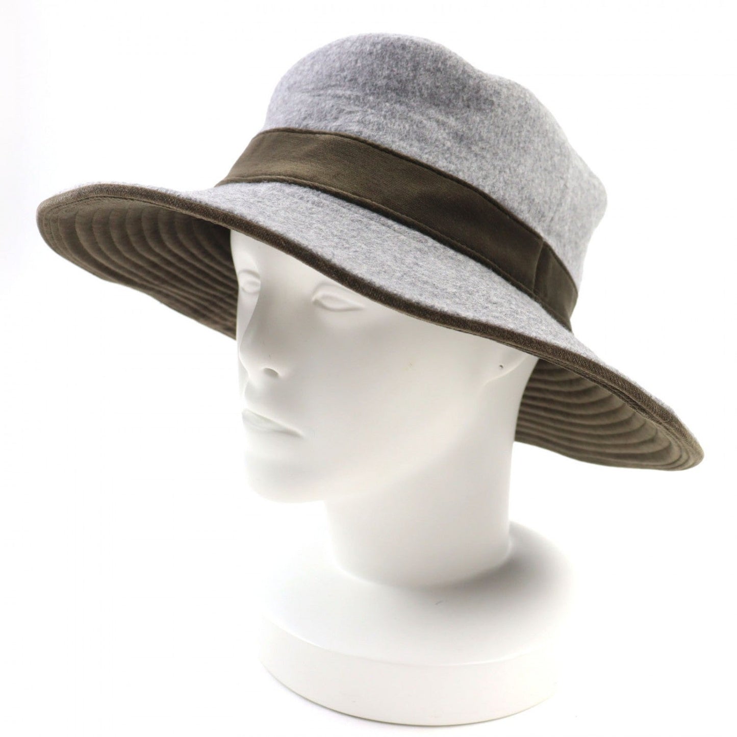 HERMES hat wool Gray khaki 57