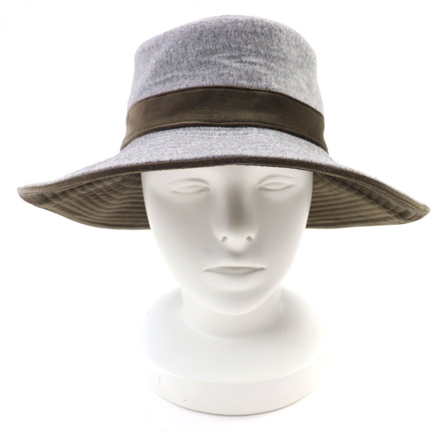 HERMES hat wool Gray khaki 57