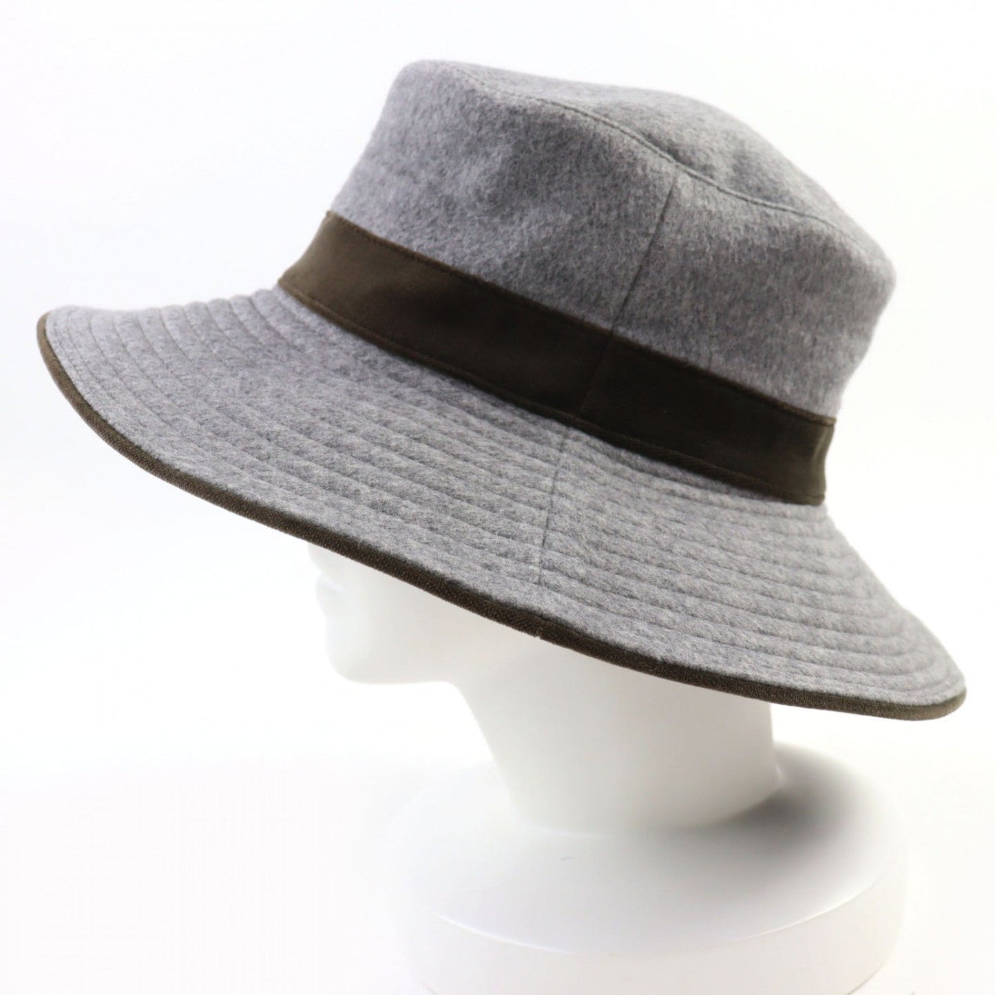 HERMES hat wool Gray khaki 57