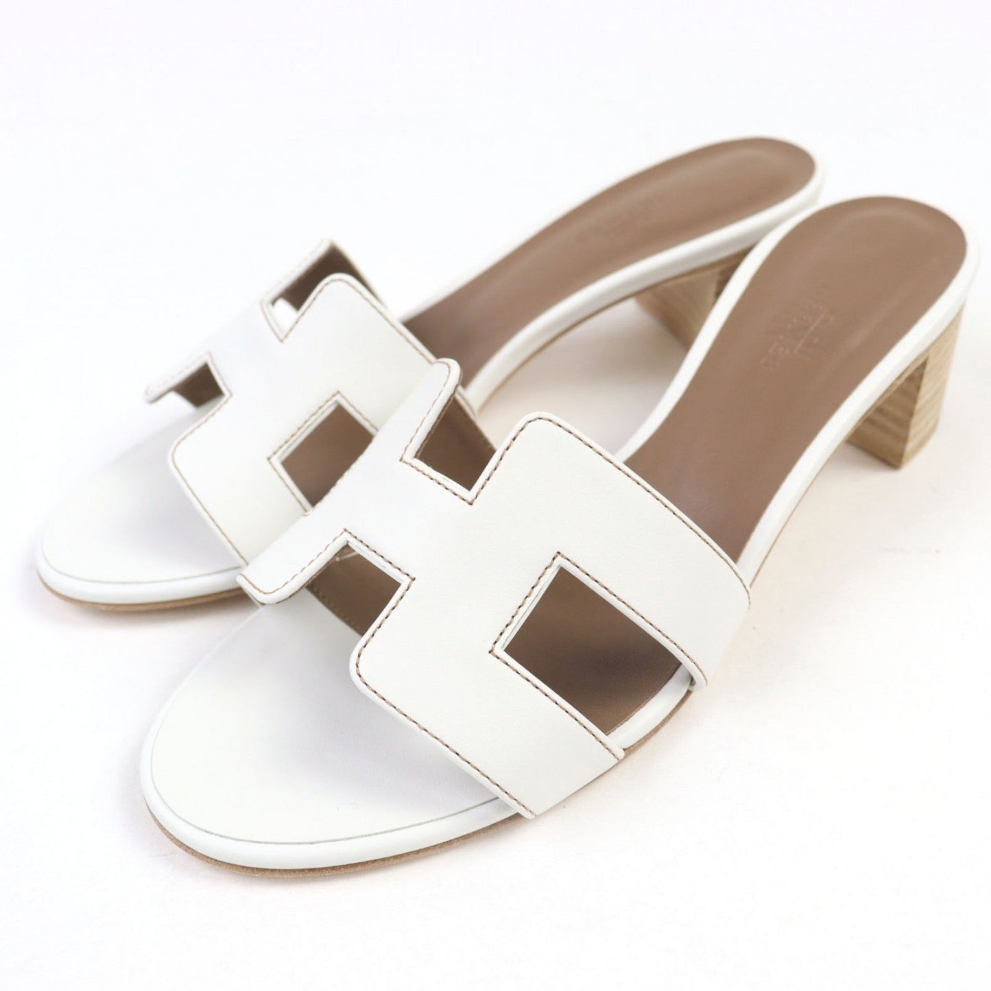 HERMES Sandals 071002Z leather white Oasis 37