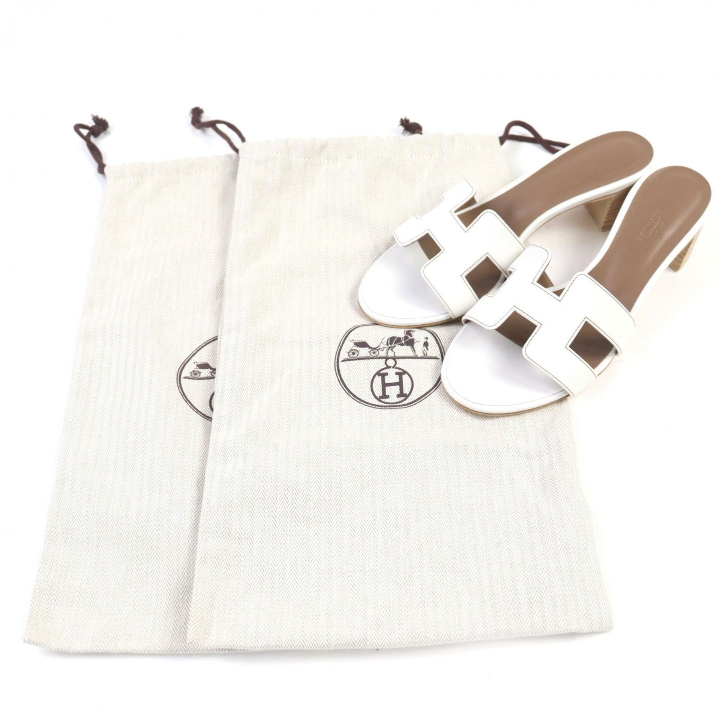 HERMES Sandals 071002Z leather white Oasis 37