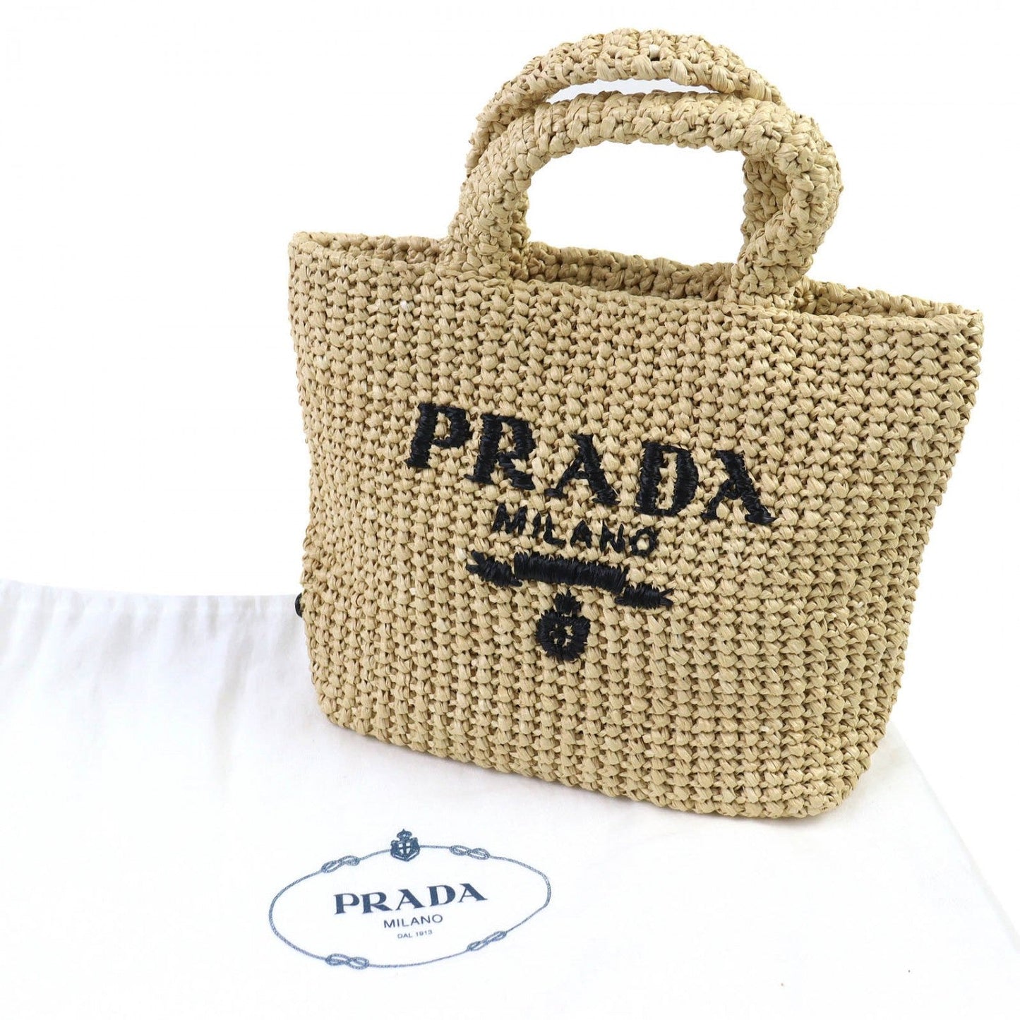 PRADA Tote Bag 1BG422 Rayon natural Raffia