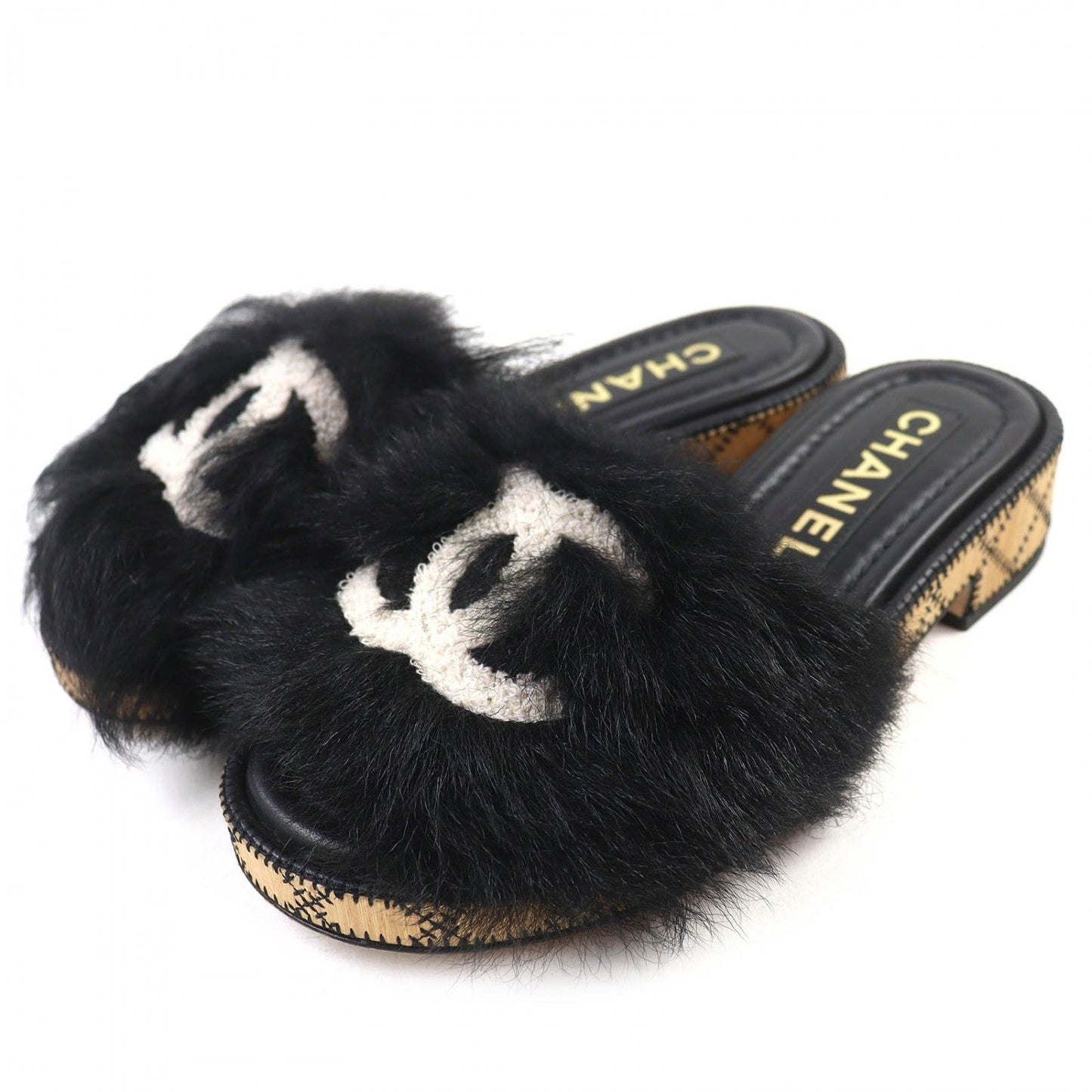 CHANEL Sandals G39357 lambskin black 35