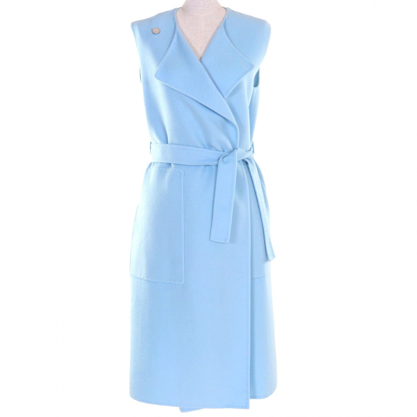 HERMES coat Baby Cashmere Light blue 34