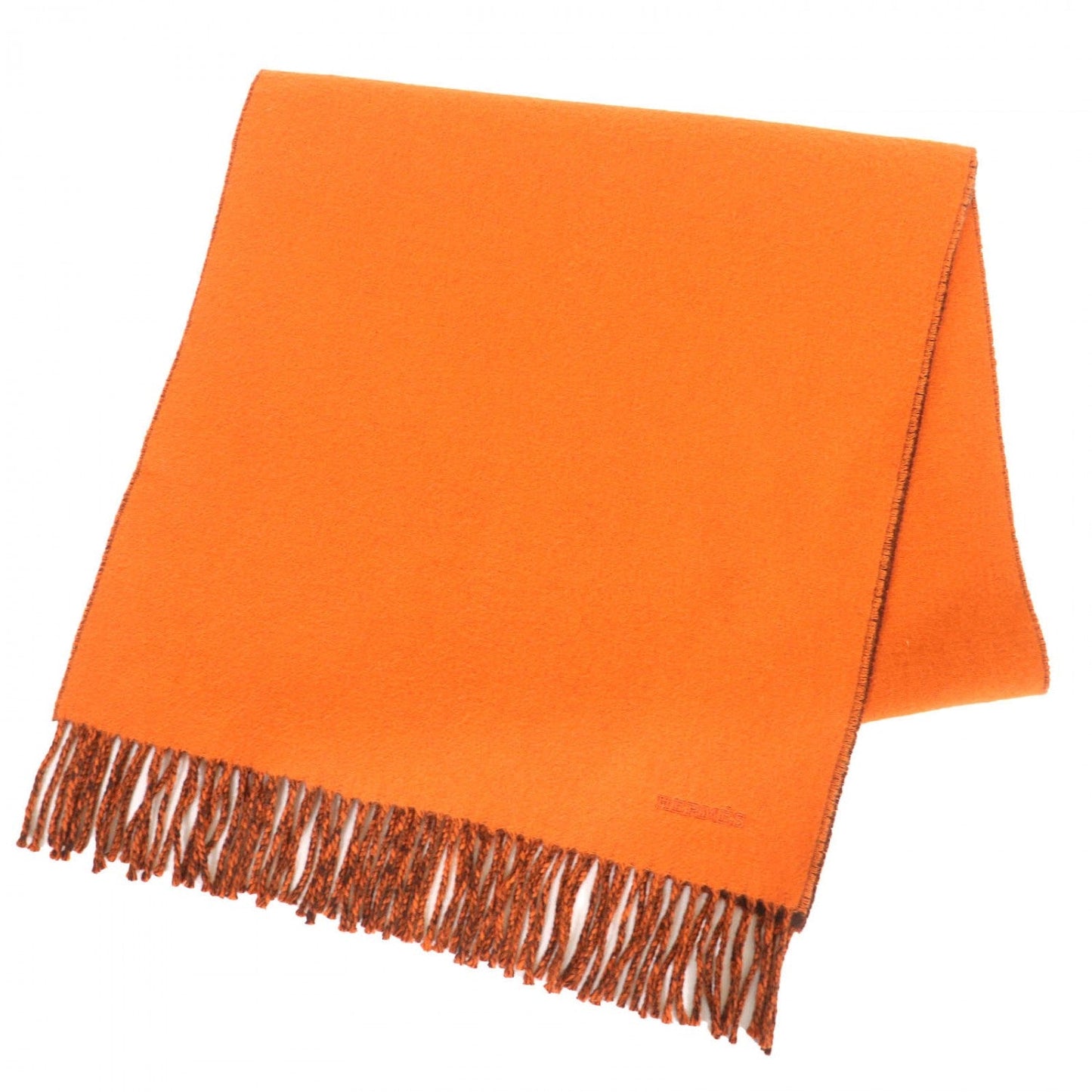 HERMES Scarf cashmere Orange brown
