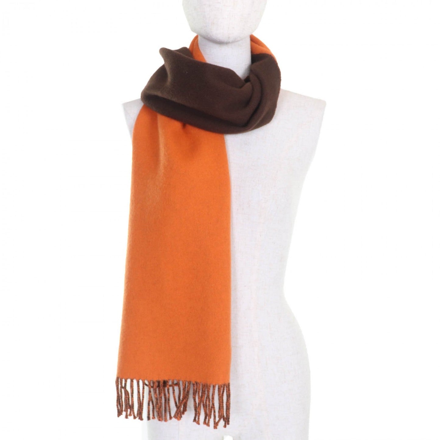 HERMES Scarf cashmere Orange brown