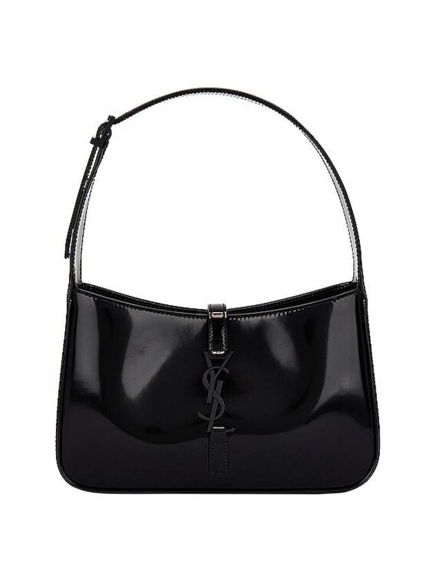 Luxury Saint Laurent Trending 2025 5 A 7 Shiny Leather Hobo Shoulder Bag Black