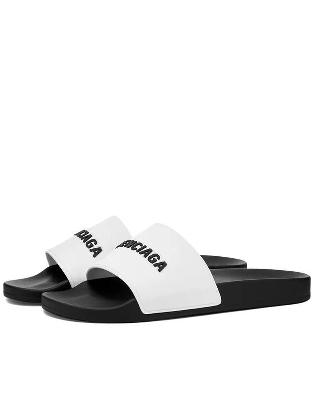 Luxury Balenciaga Trending 2025 Embossed Logo Band Slippers White Black