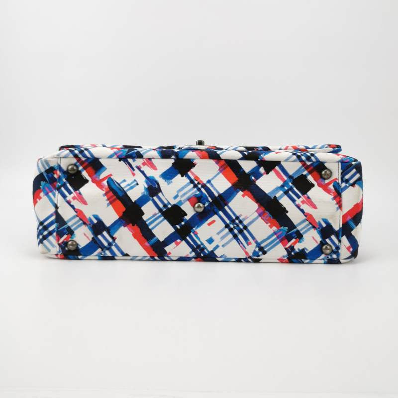 Chanel Airline XXL Artsy Printed Canvas Single Flap Double Chain Bag Multicolor