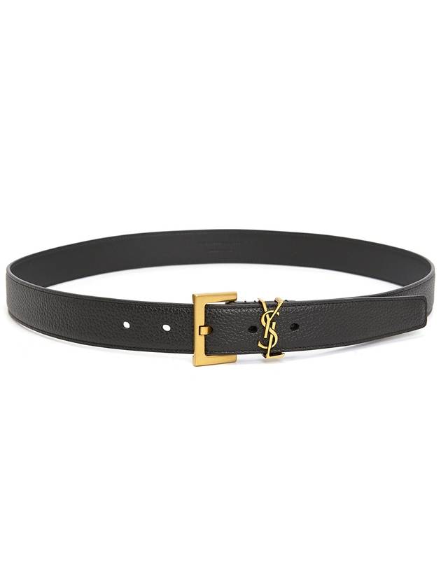 Luxury Saint Laurent Trending 2025 Men's Monogram Grain Leather Belt Gold