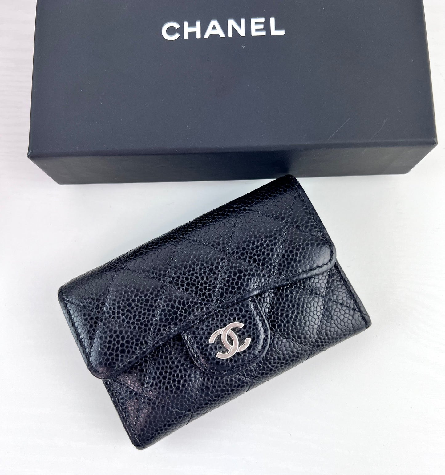 Chanel Caviar Quilted Flap Card Holder Wallet Black