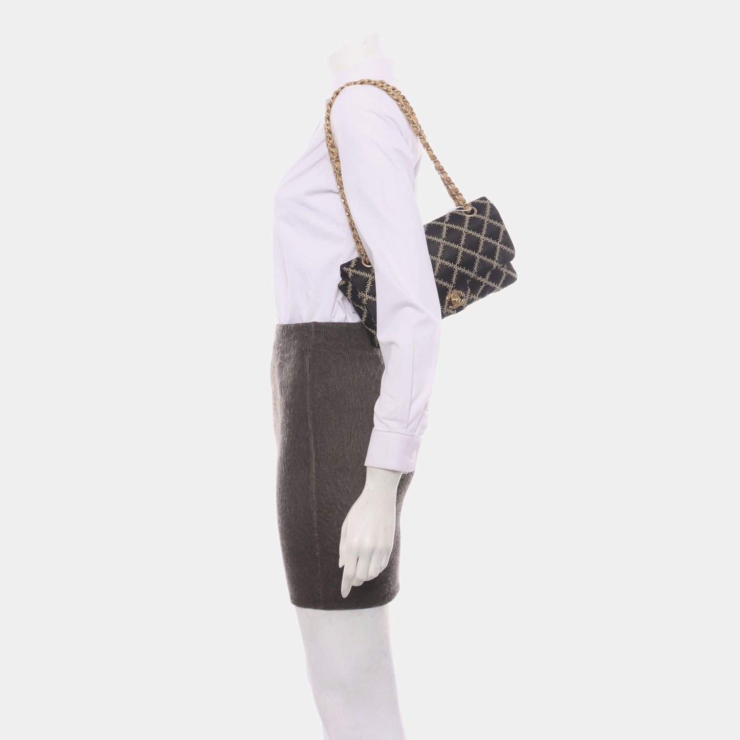 Chanel Wild Stitch Medium Black Silk Flap Bag Gold Hardware, 2009