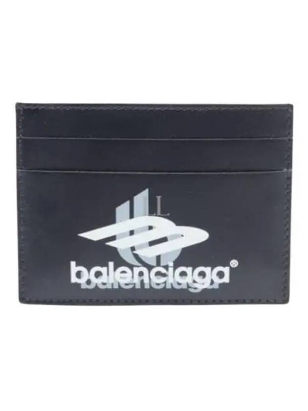 Luxury Balenciaga Trending 2025 Logo Print Leather Card Wallet Black