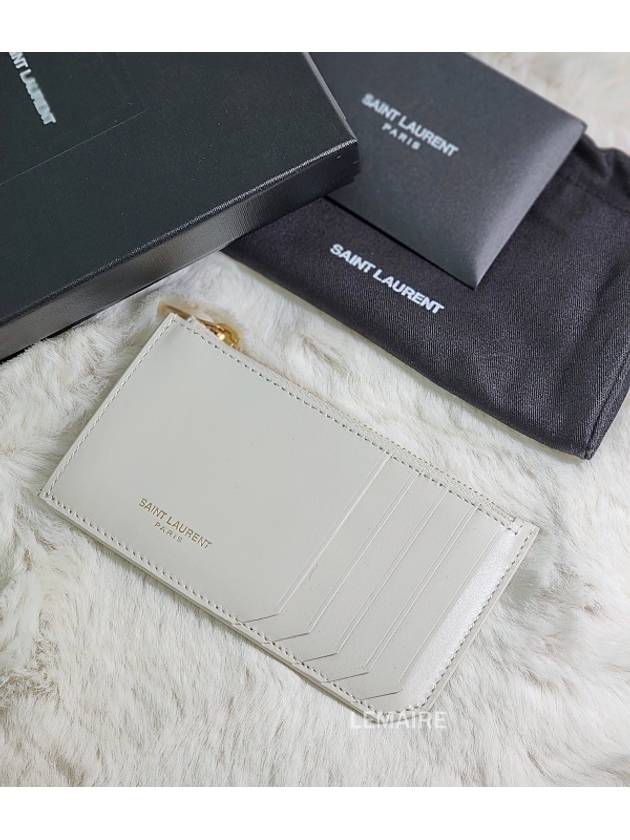 Luxury Saint Laurent Trending 2025 Fragment Zipper Card Wallet Blanc Vintage