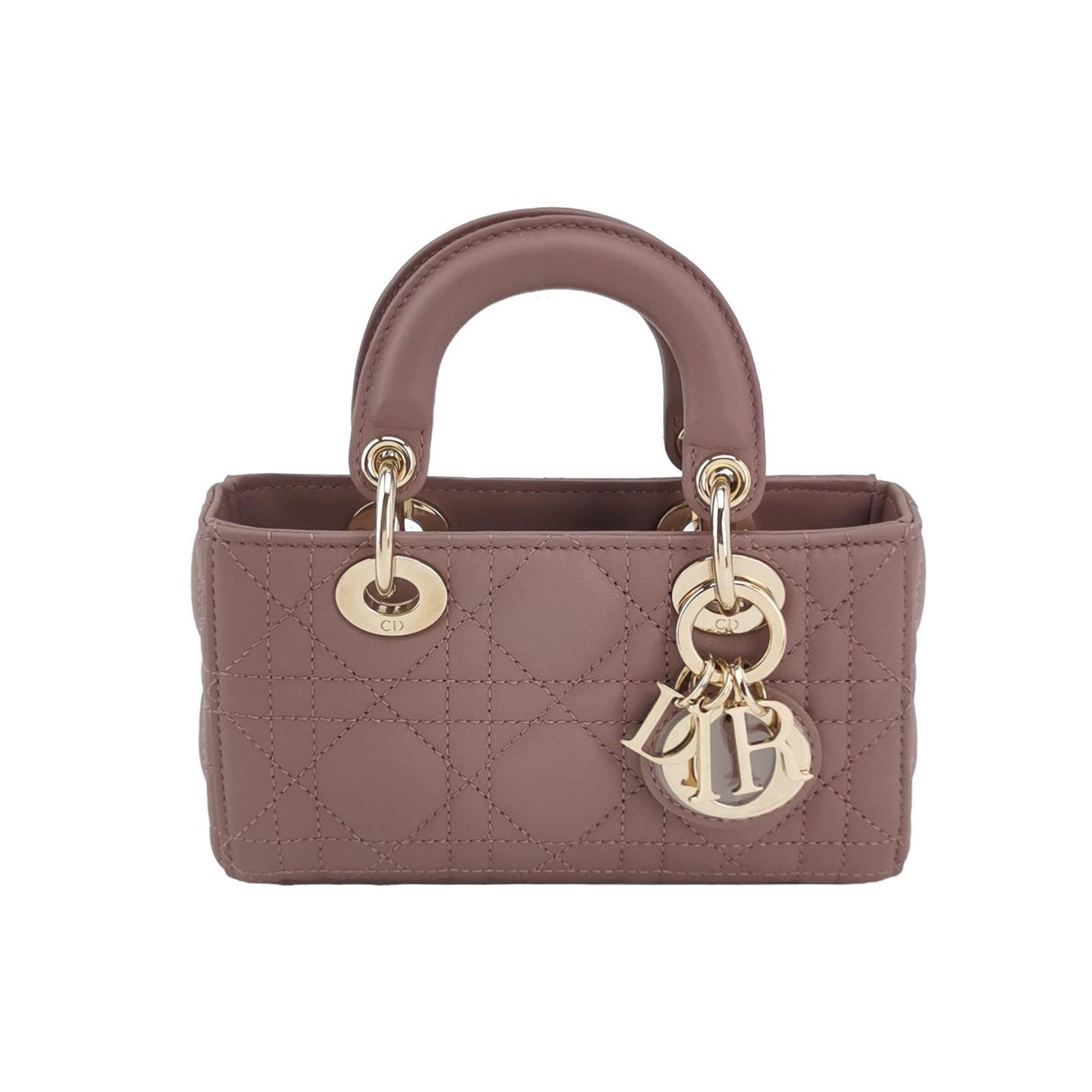 Lady D-Joy Micro Handbag Dark Nude Beige Lambskin Cannage Leather No Strap