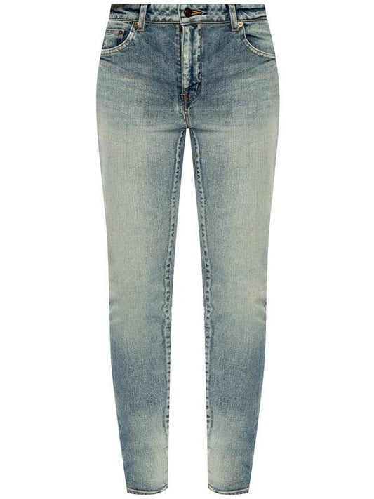 Luxury Saint Laurent Trending 2025 Women's Denim Skinny Jeans Light Blue
