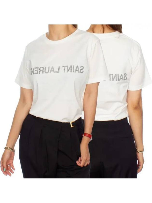 Luxury Saint Laurent Trending 2025 Reverse Short Sleeve T-Shirt Nature Et Noir