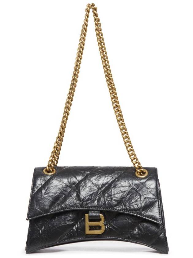 Luxury Balenciaga Trending 2025 Crush Chain Strap Small Leather Shoulder Bag Gold Black