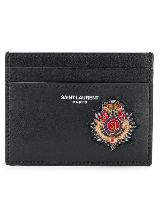 Luxury Saint Laurent Trending 2025 Logo Patch Card Wallet Black