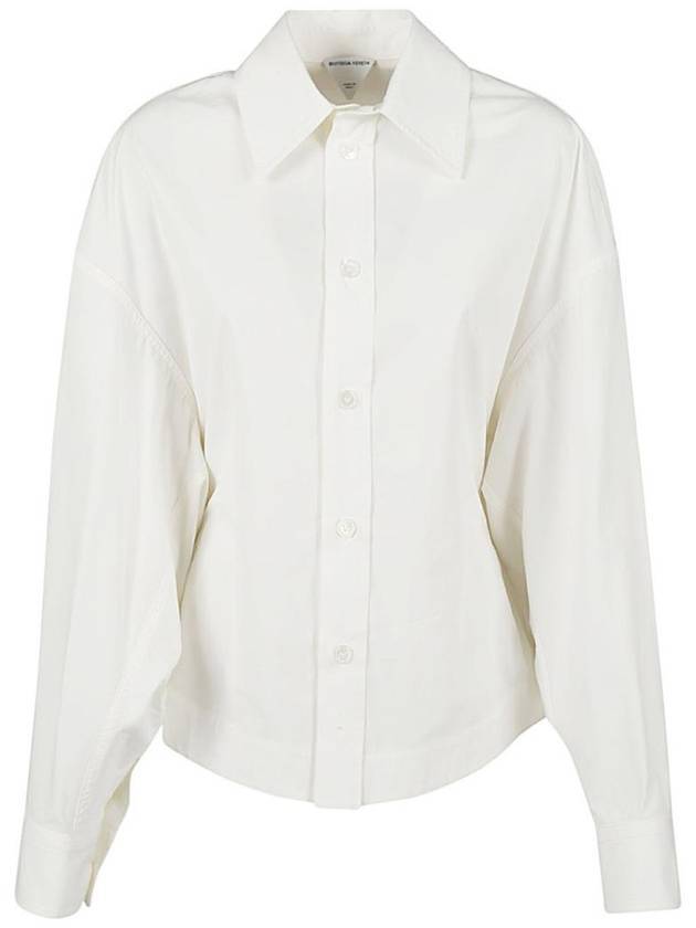 Luxury Bottega Veneta Women's Compact Cotton Long Sleeve Shirt Chalk