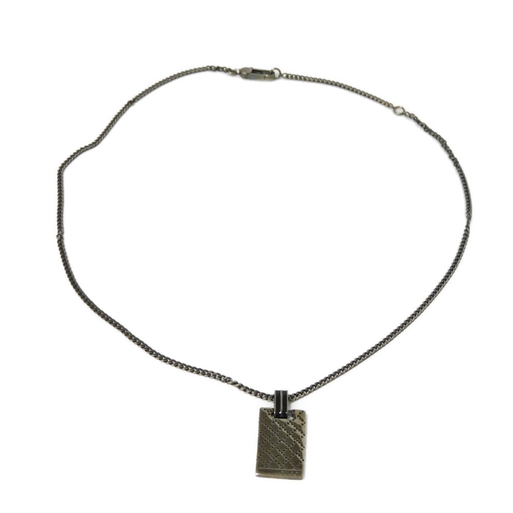 GUCCI Necklace 341899 J8410 8131 925 Gunmetal Patent Black logo Diamante Shima mens